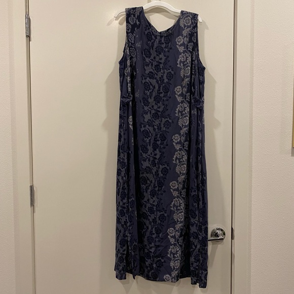 Vintage 90s sag harbor boho fairy floral sleeveless maxi dress blue gray medium - Picture 5 of 8
